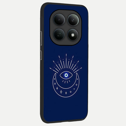  Blue Evil Eye back cover For Poco M8 Pro slim fit glass case with vibrant aesthetic design