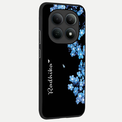  Blue Petal Dream Custom Name back cover For Poco M8 Pro slim fit glass case with vibrant aesthetic design