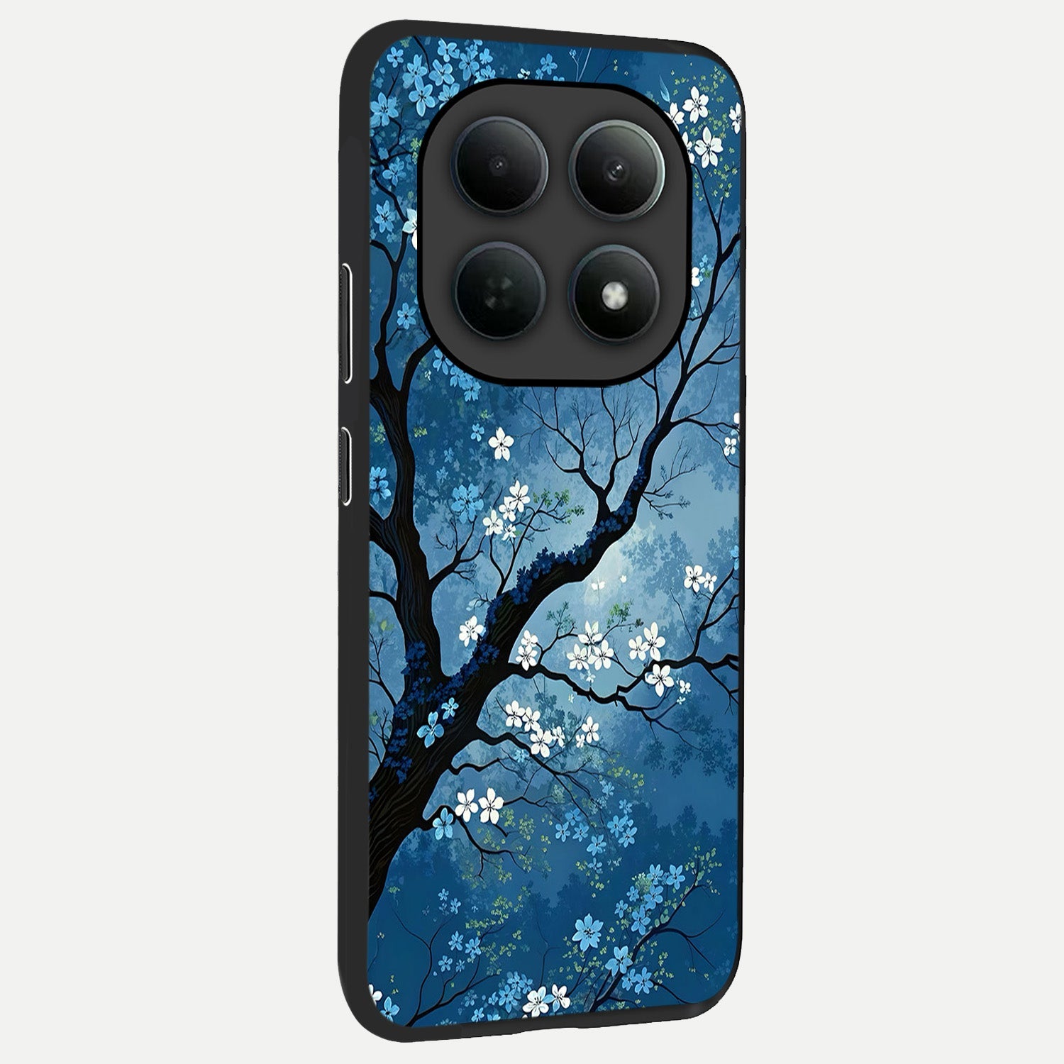  Blue Tree Serenity back cover For Poco M8 Pro slim fit glass case with vibrant aesthetic design