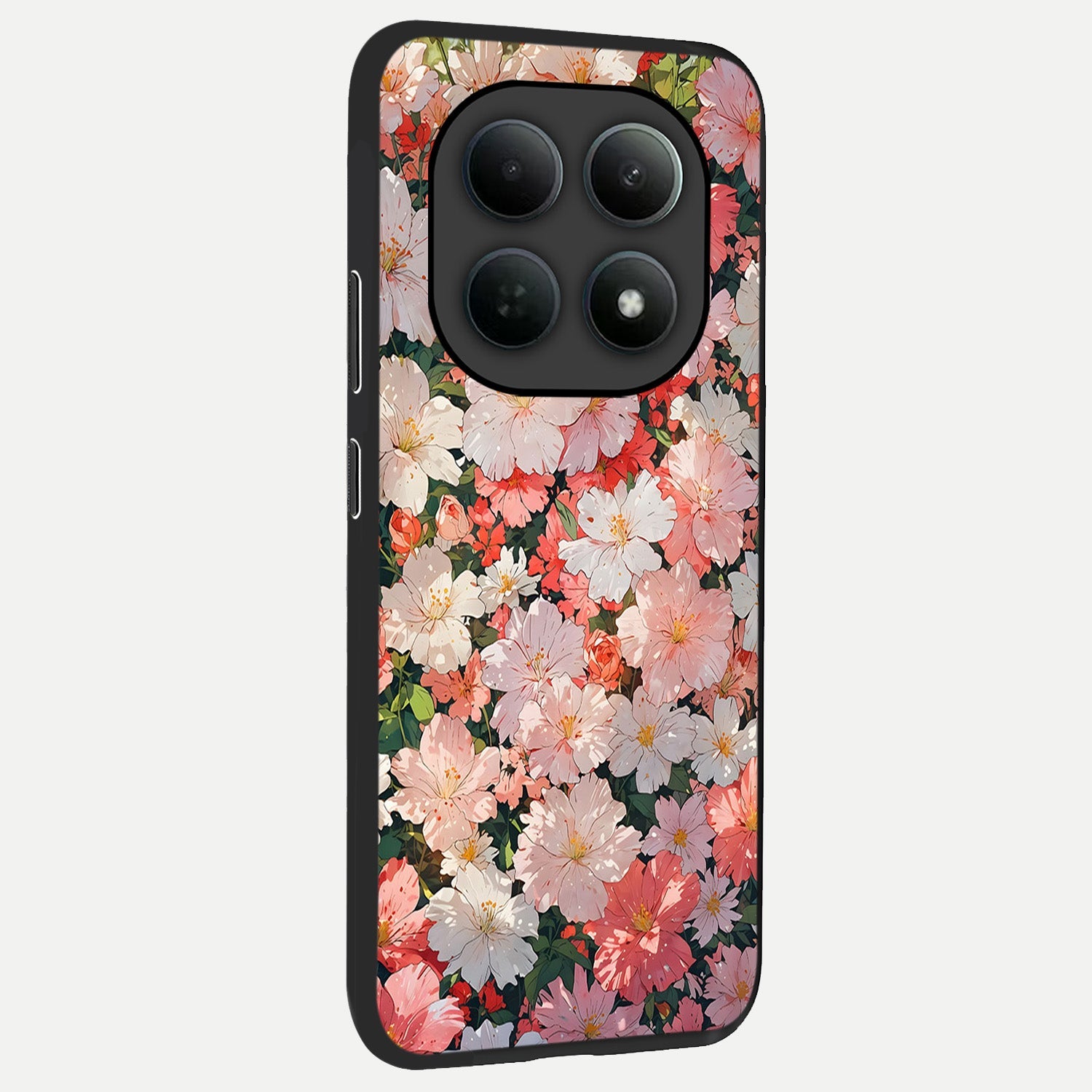  Blush Bloom Field back cover For Poco M8 Pro slim fit glass case with vibrant aesthetic design