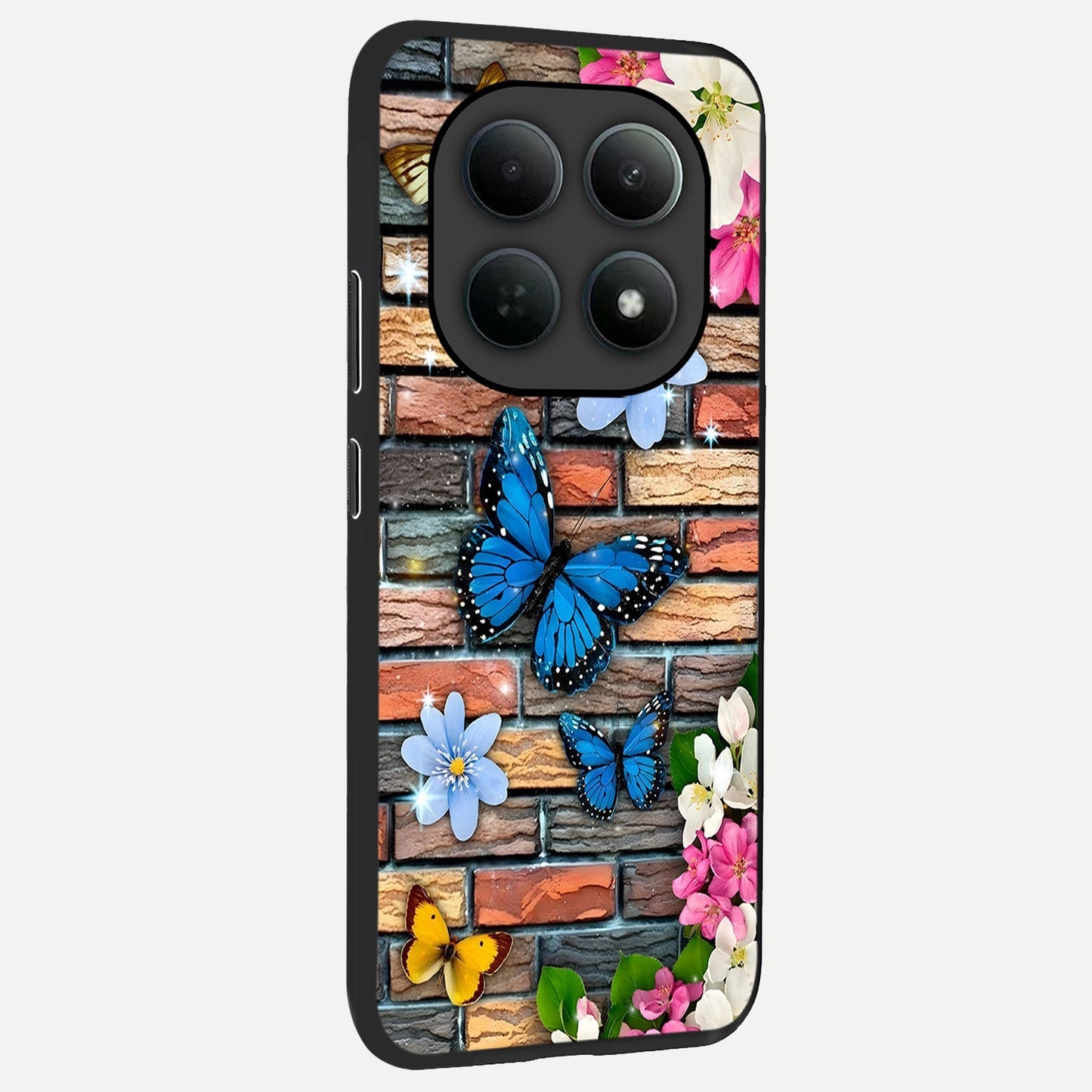  Brick Bloom Flight back cover For Poco M8 Pro slim fit glass case with vibrant aesthetic design
