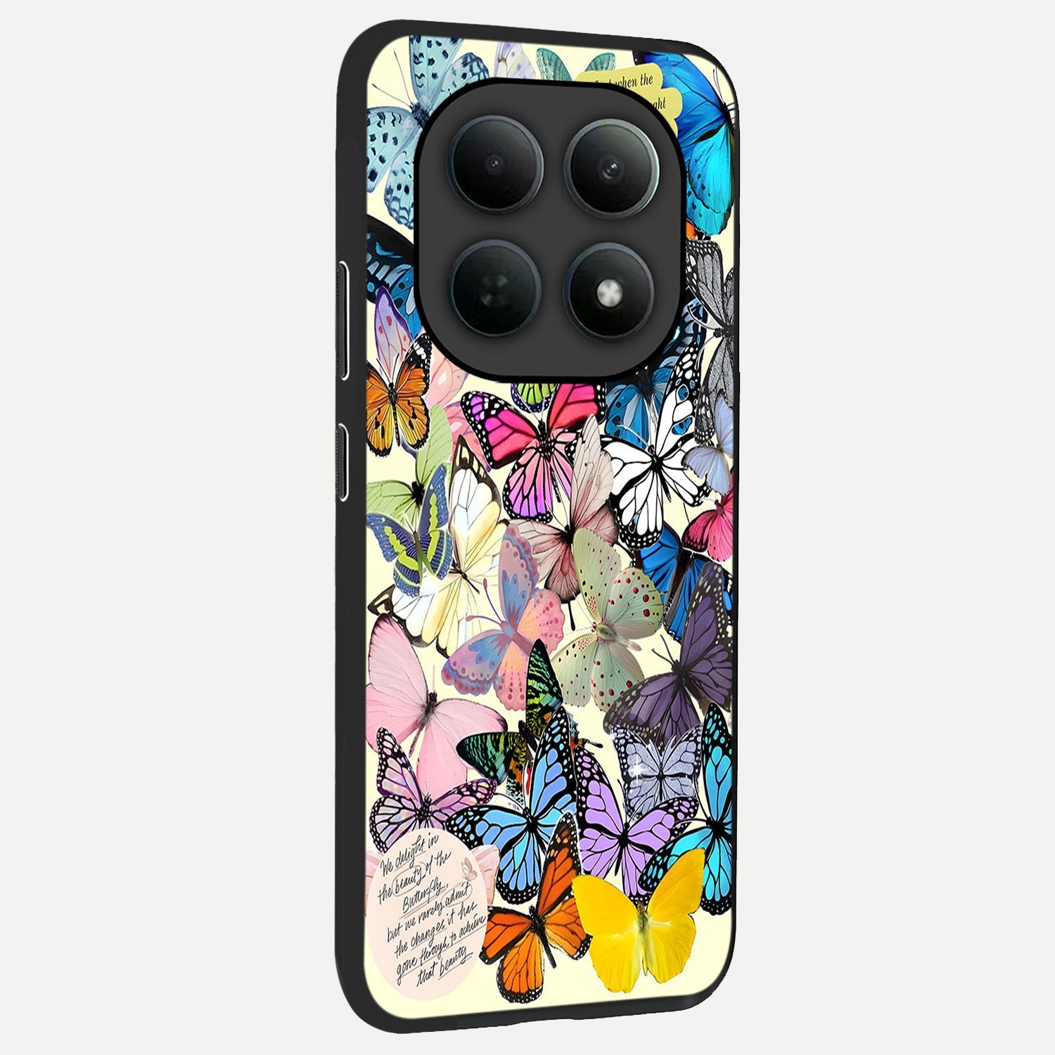  Butterflies Petal Dream back cover For Poco M8 Pro slim fit glass case with vibrant aesthetic design