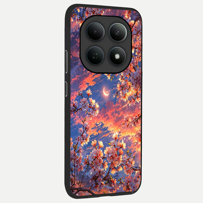  Celestial Sakura Sunset back cover For Poco M8 Pro slim fit glass case with vibrant aesthetic design