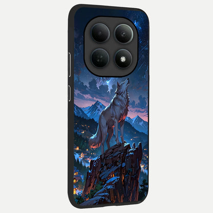  Celestial Wolf Howl back cover For Poco M8 Pro slim fit glass case with vibrant aesthetic design