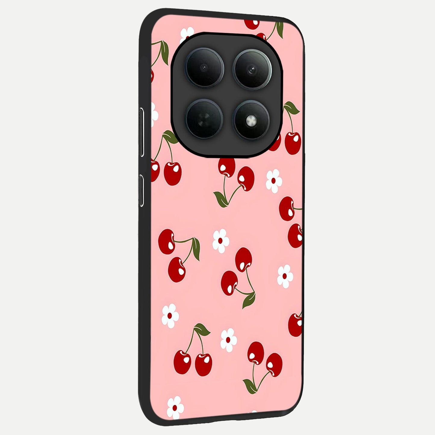  Cherry Love Mood back cover For Poco M8 Pro slim fit glass case with vibrant aesthetic design