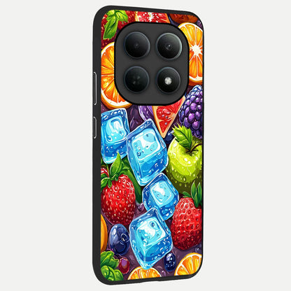  Colorful Fruits with Ice back cover For Poco M8 Pro slim fit glass case with vibrant aesthetic design