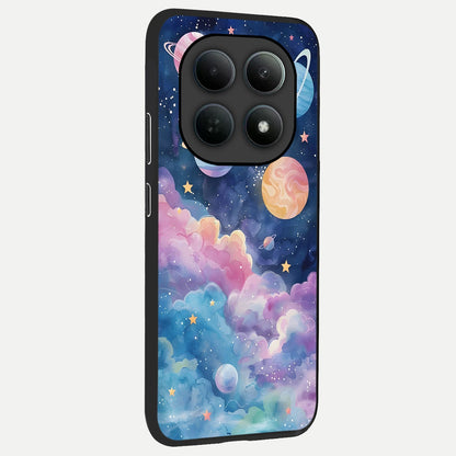  Cosmic Planet Dreams back cover For Poco M8 Pro slim fit glass case with vibrant aesthetic design