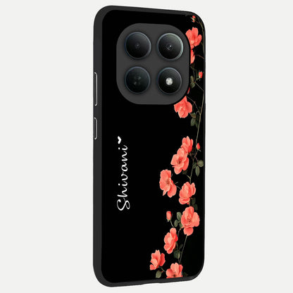 Crimson Bloom Grace Custom Name back cover For Poco M8 Pro slim fit glass case with vibrant aesthetic design