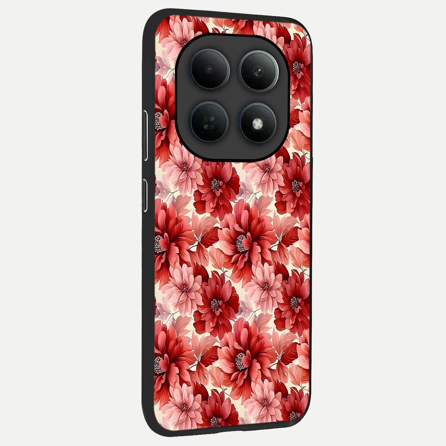  Crimson Love Petals back cover For Poco M8 Pro slim fit glass case with vibrant aesthetic design