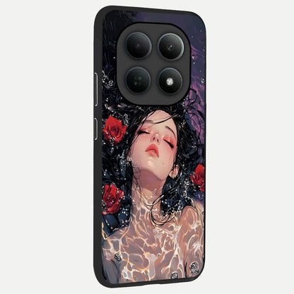  Crimson Rose Serenity back cover For Poco M8 Pro slim fit glass case with vibrant aesthetic design