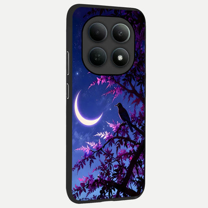  Crow And Moon Scenery back cover For Poco M8 Pro slim fit glass case with vibrant aesthetic design