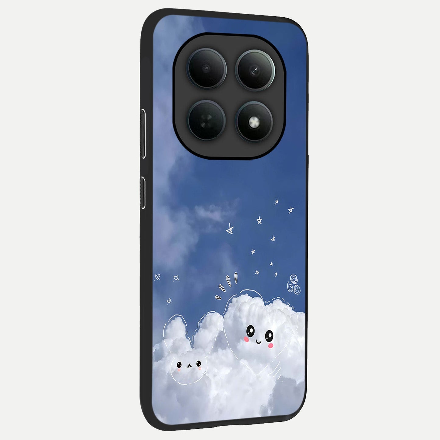  Cute Blossom Cloud back cover For Poco M8 Pro slim fit glass case with vibrant aesthetic design
