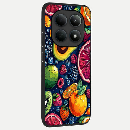  Cute Fruits Art back cover For Poco M8 Pro slim fit glass case with vibrant aesthetic design