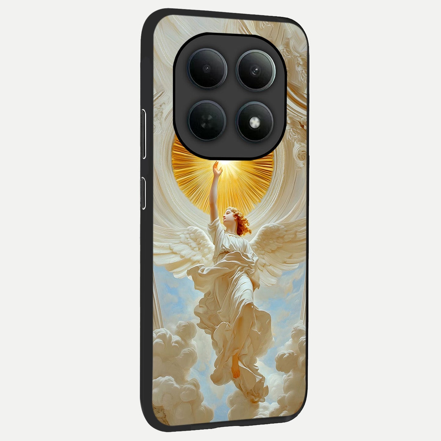  Divine Light Angel back cover For Poco M8 Pro slim fit glass case with vibrant aesthetic design