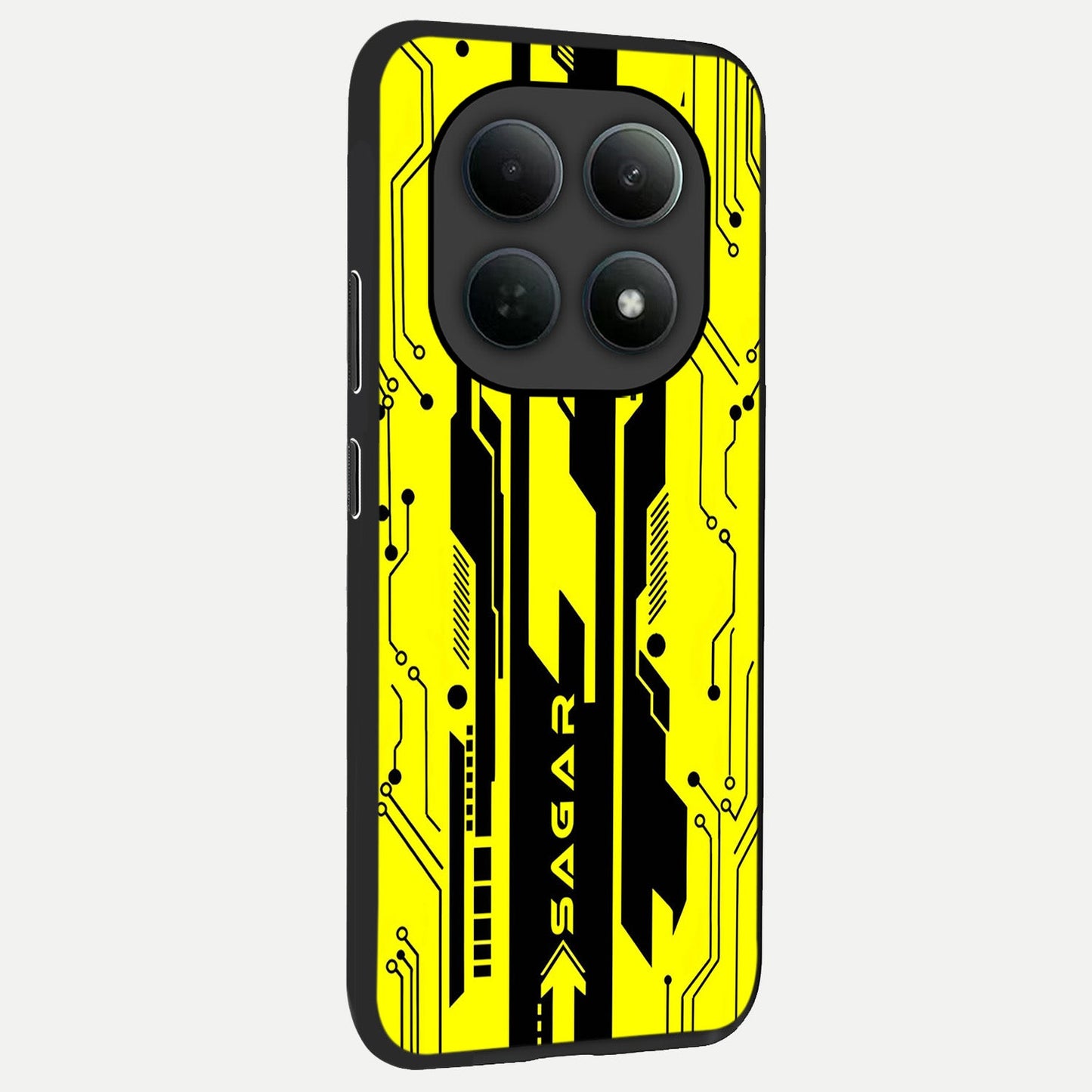  Electric Pulse CYBERPUNK Custom Name back cover For Poco M8 Pro slim fit glass case with vibrant aesthetic design