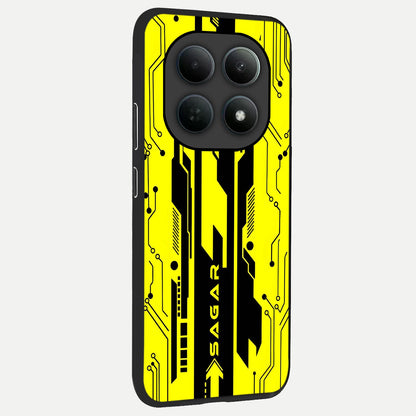  Electric Pulse CYBERPUNK Custom Name back cover For Poco M8 Pro slim fit glass case with vibrant aesthetic design