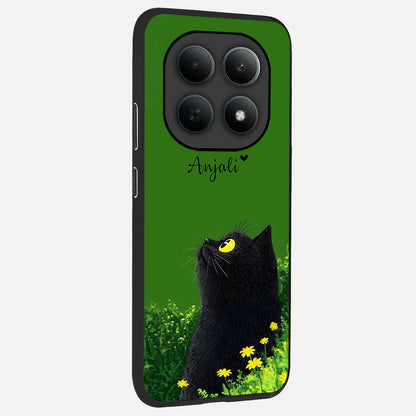  Emerald Cat Custom Name back cover For Poco M8 Pro slim fit glass case with vibrant aesthetic design