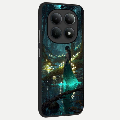  Enchanted Forest Glow back cover For Poco M8 Pro slim fit glass case with vibrant aesthetic design
