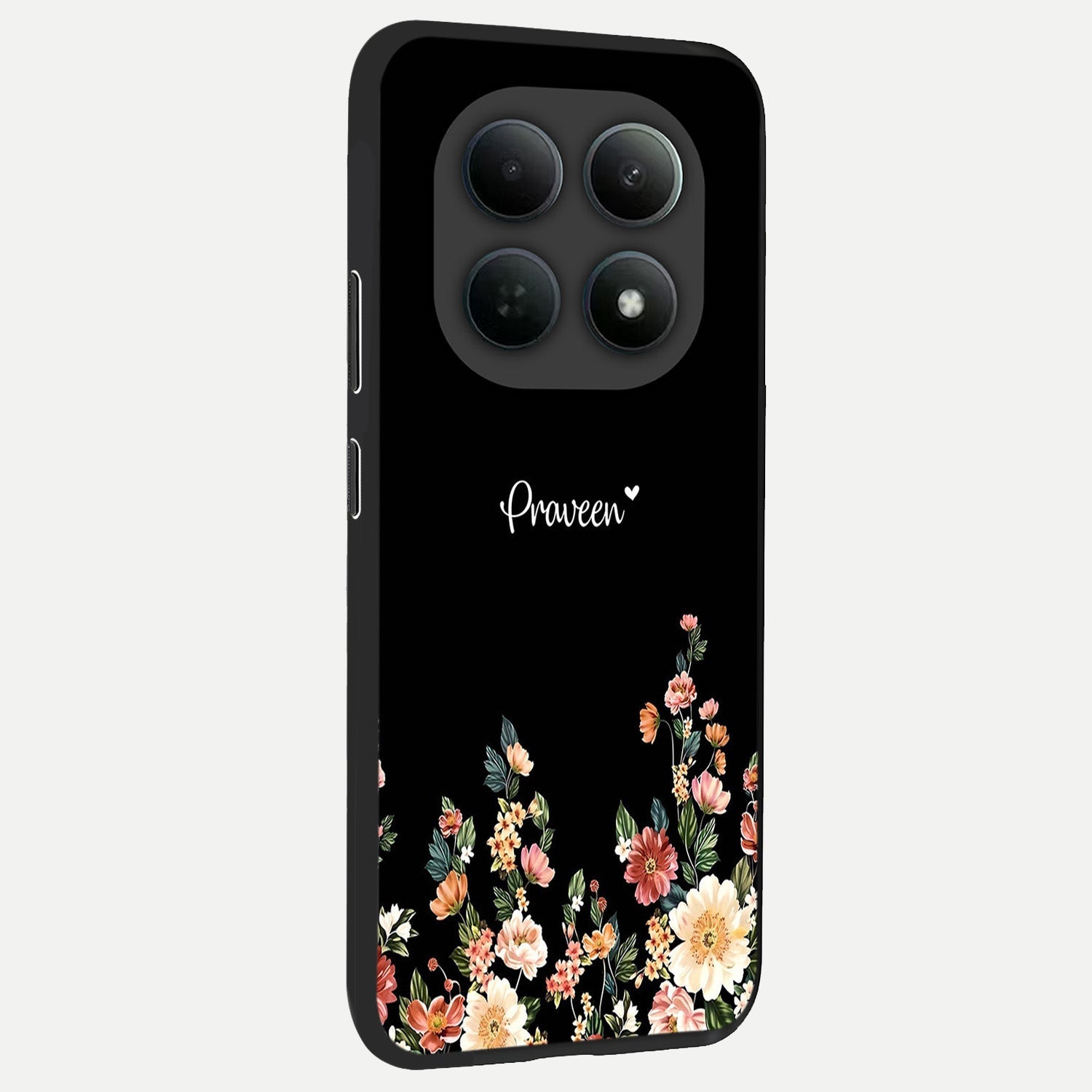  Floral Design Personalized Custom Name back cover For Poco M8 Pro slim fit glass case with vibrant aesthetic design