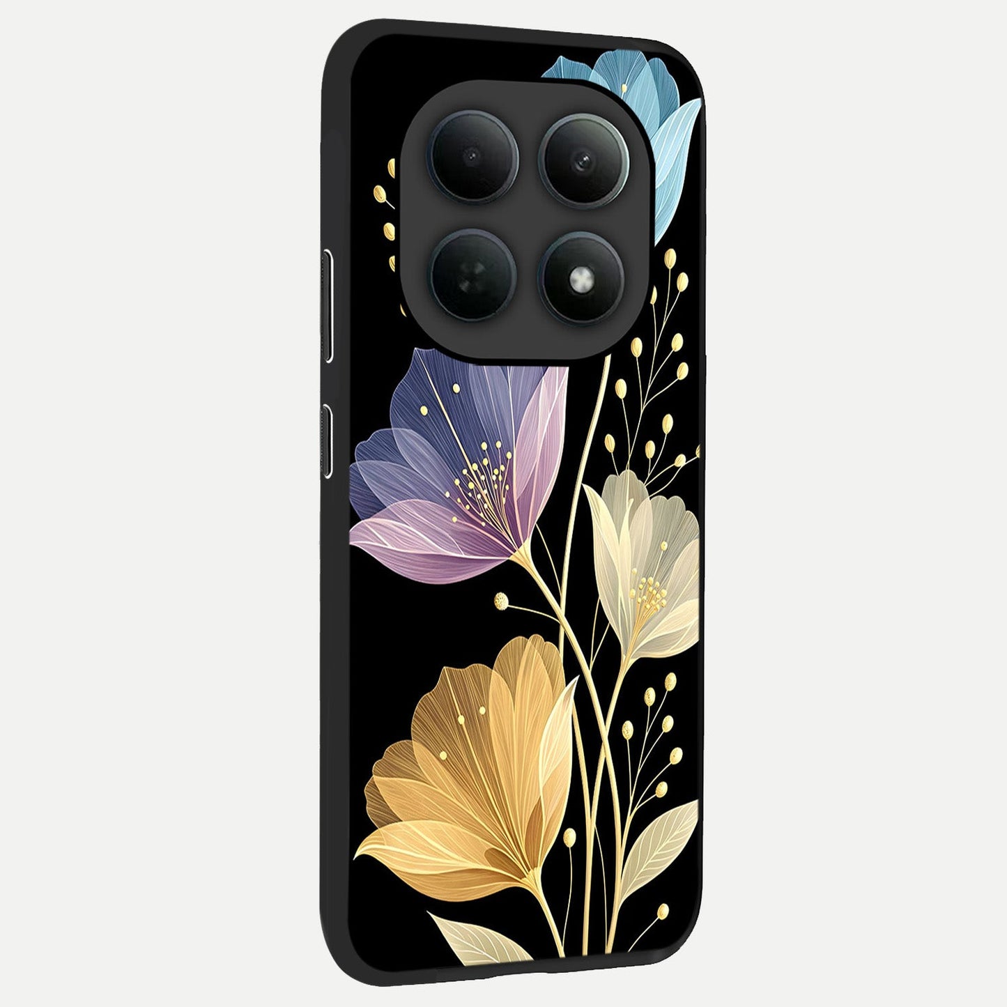  Flower Bloom Glow back cover For Poco M8 Pro slim fit glass case with vibrant aesthetic design