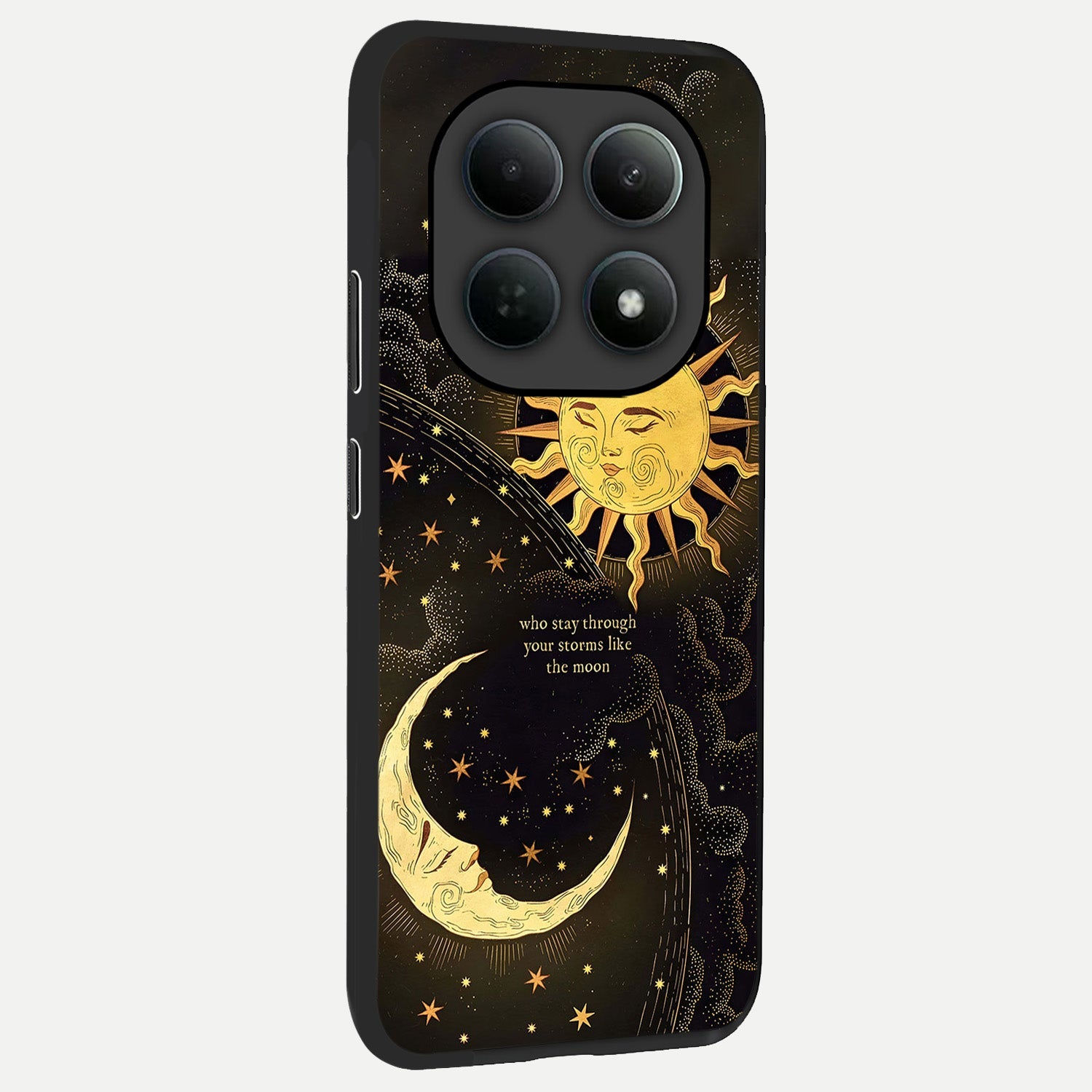  Golden Lunar Love back cover For Poco M8 Pro slim fit glass case with vibrant aesthetic design