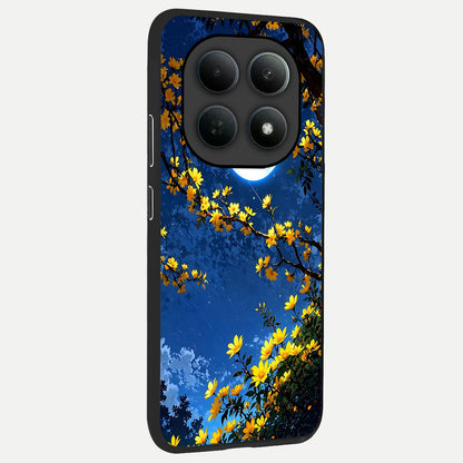  Golden Night Glow back cover For Poco M8 Pro slim fit glass case with vibrant aesthetic design