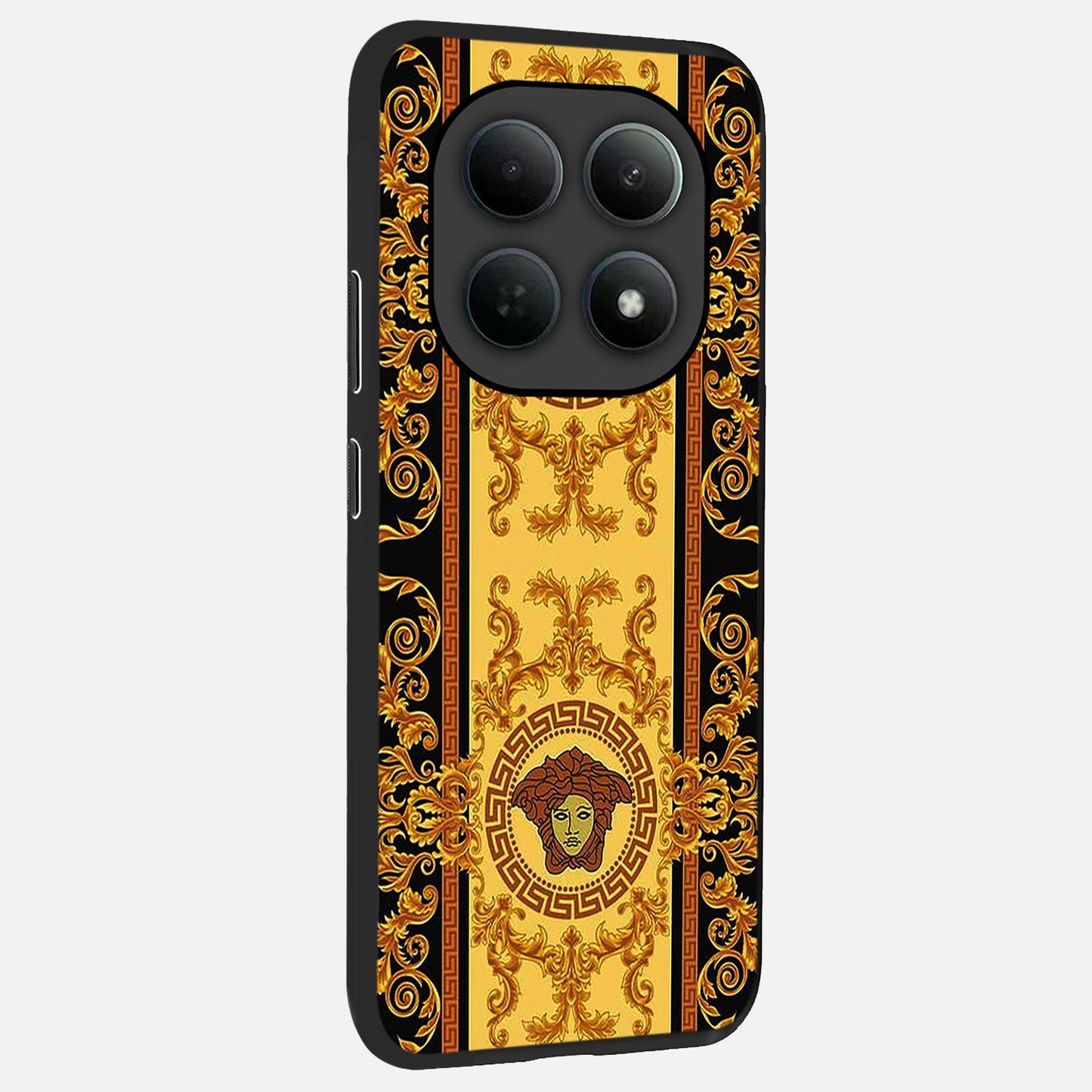  Golden Royal Heritage back cover For Poco M8 Pro slim fit glass case with vibrant aesthetic design