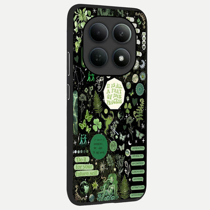  Green Mandala Pattern back cover For Poco M8 Pro slim fit glass case with vibrant aesthetic design