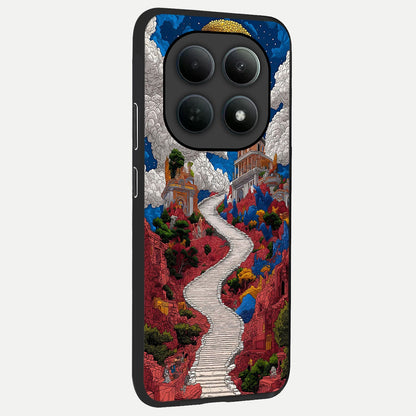  Heavenly Moon Path back cover For Poco M8 Pro slim fit glass case with vibrant aesthetic design