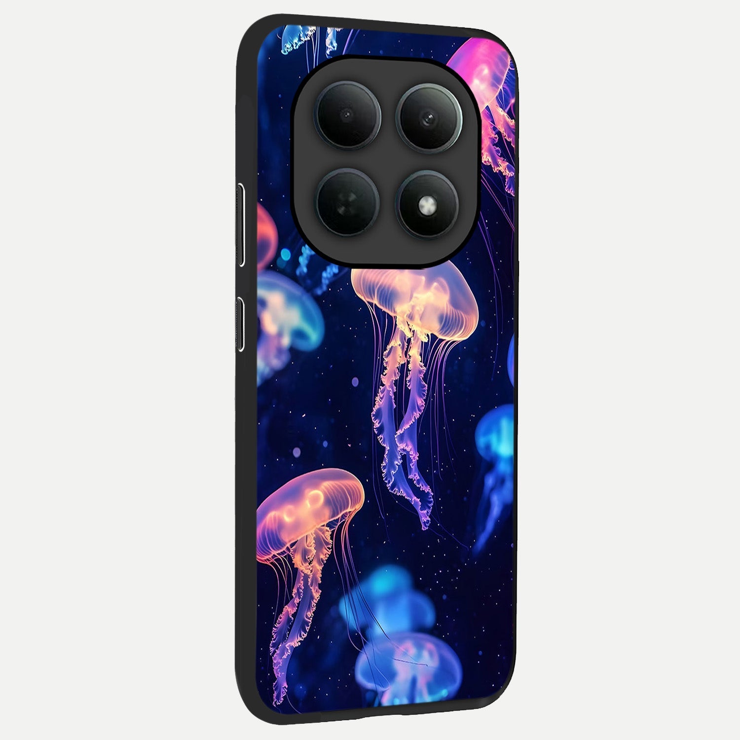  Jellyfish Pattern back cover For Poco M8 Pro slim fit glass case with vibrant aesthetic design