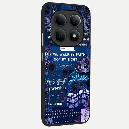  Kingdom Faith Glow back cover For Poco M8 Pro slim fit glass case with vibrant aesthetic design