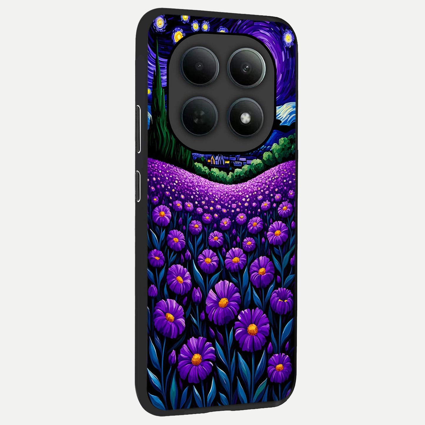  Lavender Moon Field back cover For Poco M8 Pro slim fit glass case with vibrant aesthetic design