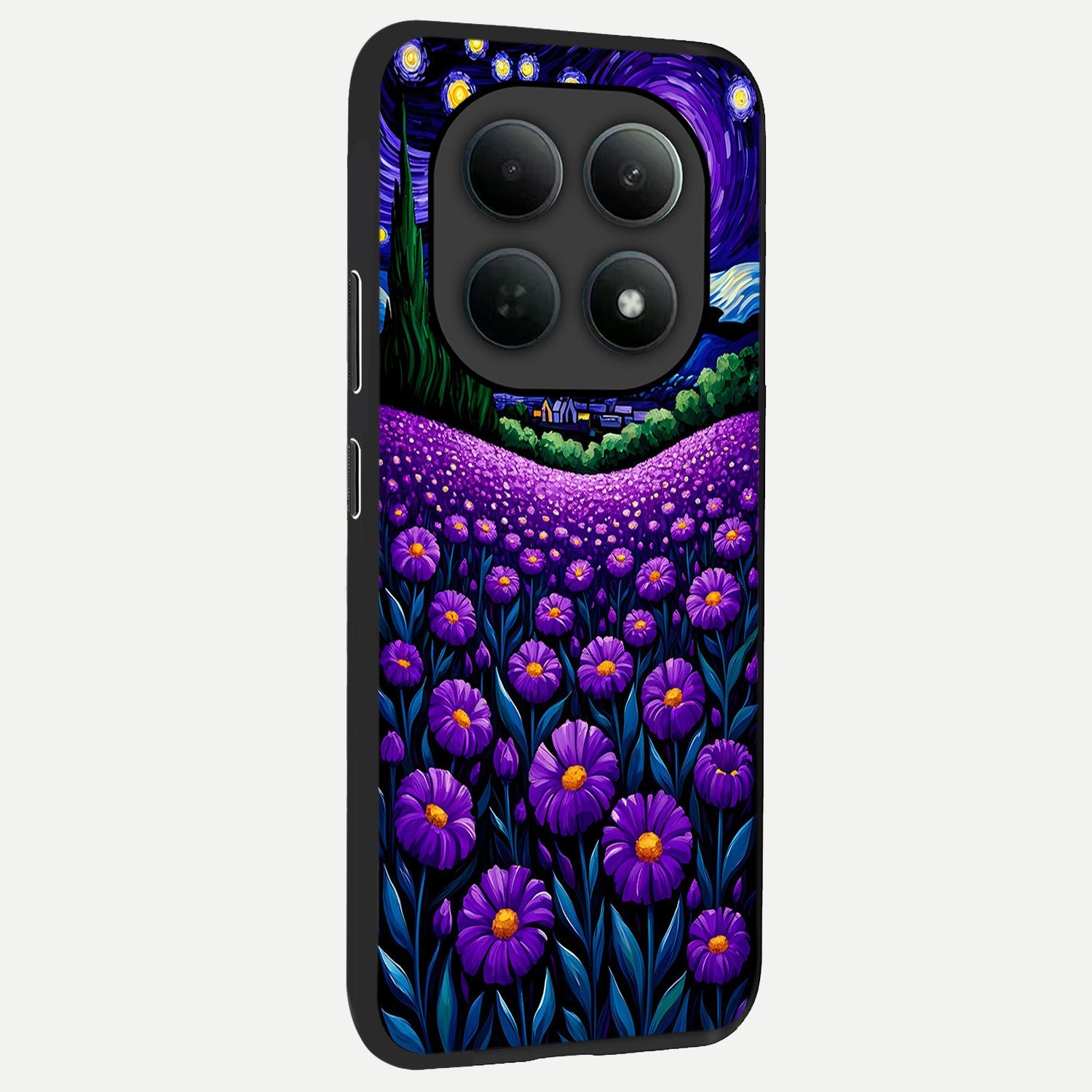  Lavender Moon Field back cover For Poco M8 Pro slim fit glass case with vibrant aesthetic design