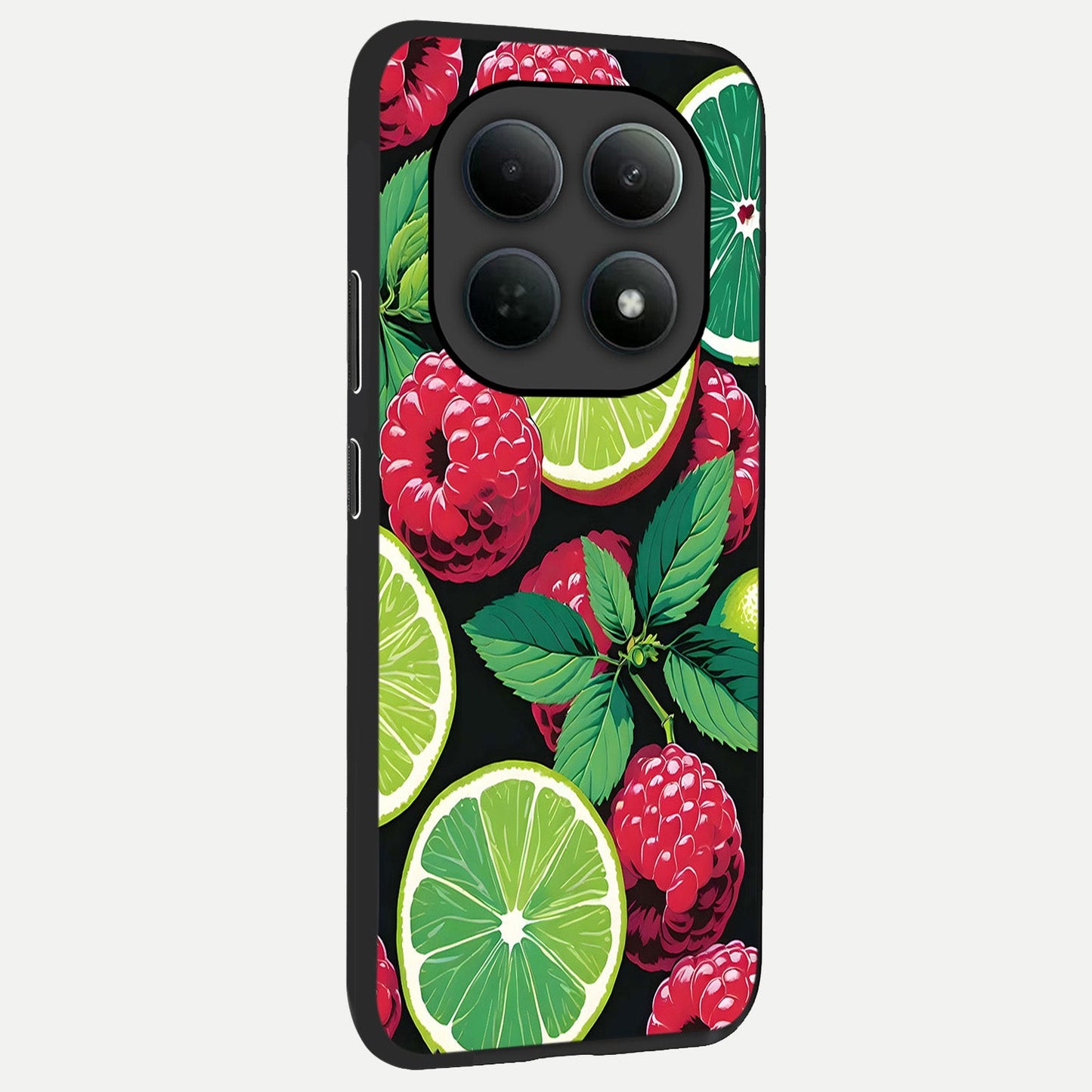  Lime and Raspberry Pattern back cover For Poco M8 Pro slim fit glass case with vibrant aesthetic design