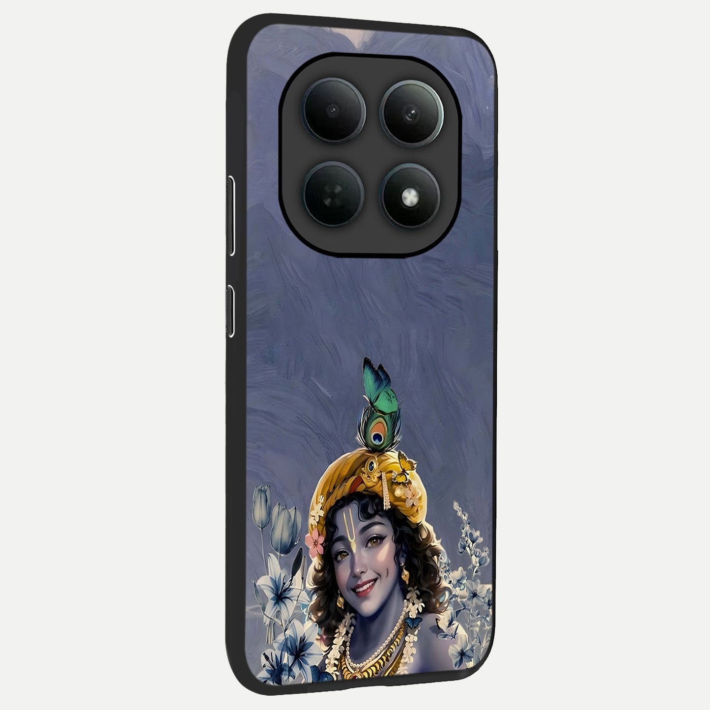  Lord Krishna back cover For Poco M8 Pro slim fit glass case with vibrant aesthetic design