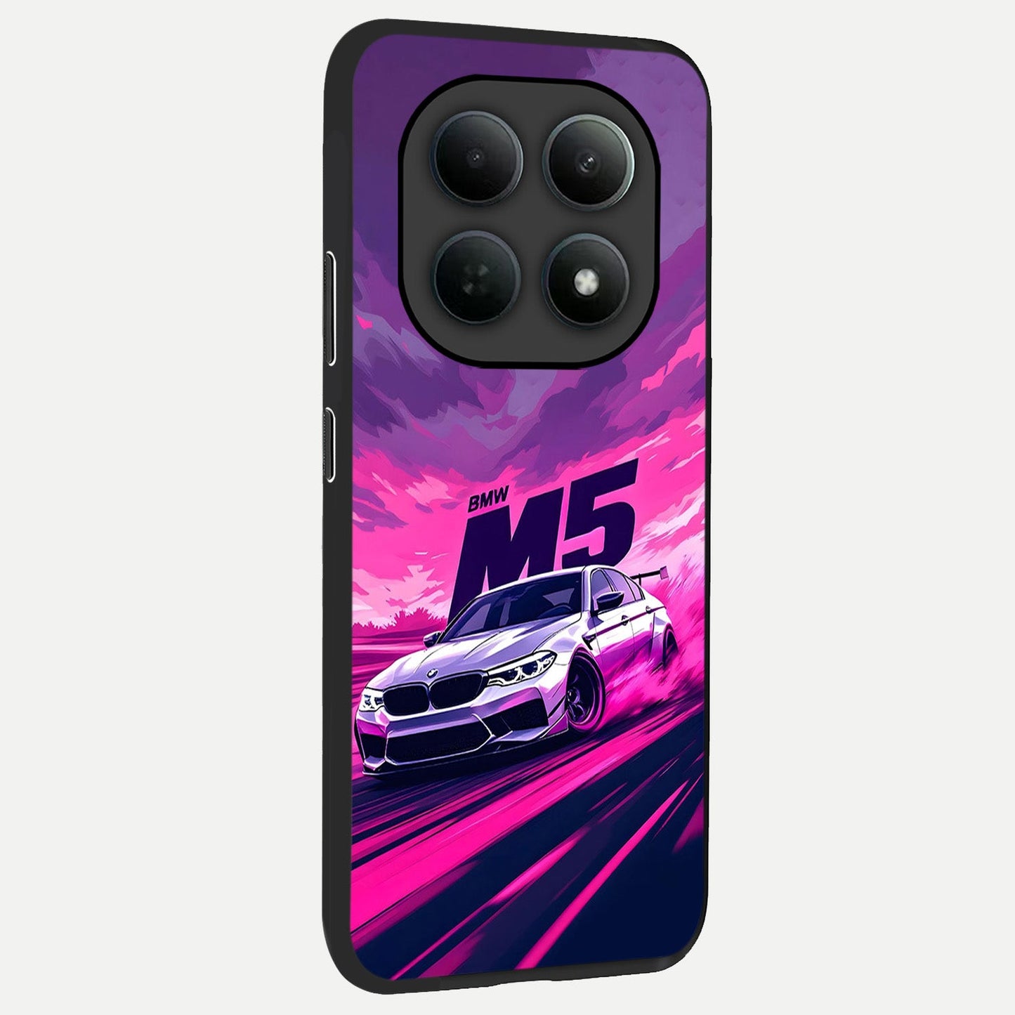  MS Neon Car back cover For Poco M8 Pro slim fit glass case with vibrant aesthetic design