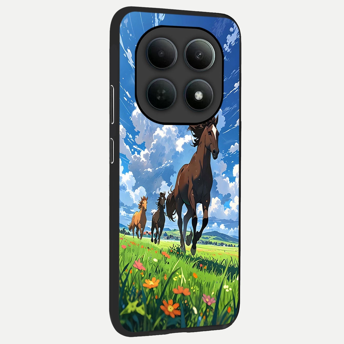  Majestic Horses Galloping back cover For Poco M8 Pro slim fit glass case with vibrant aesthetic design