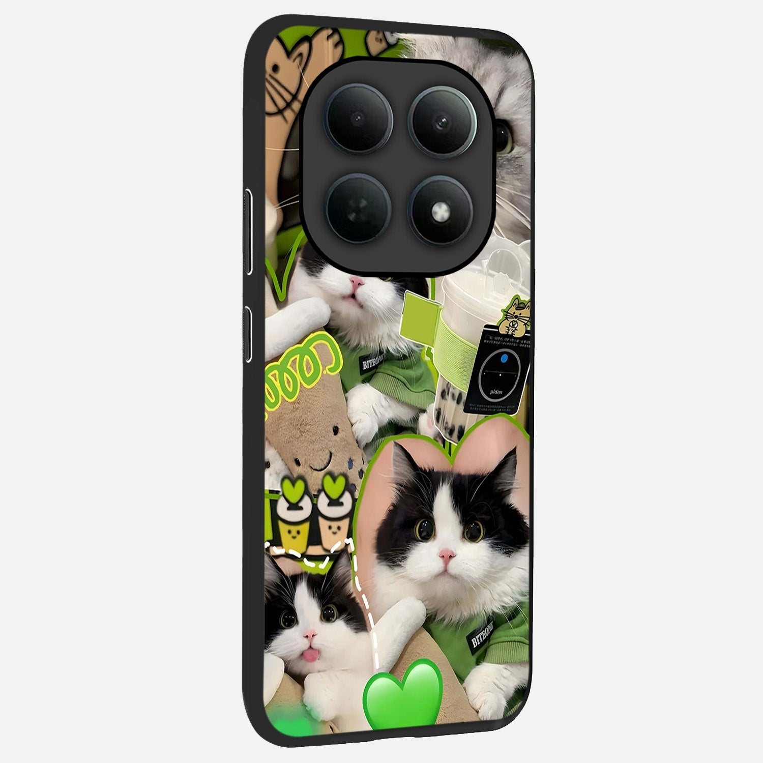  Matcha Cats Mood back cover For Poco M8 Pro slim fit glass case with vibrant aesthetic design