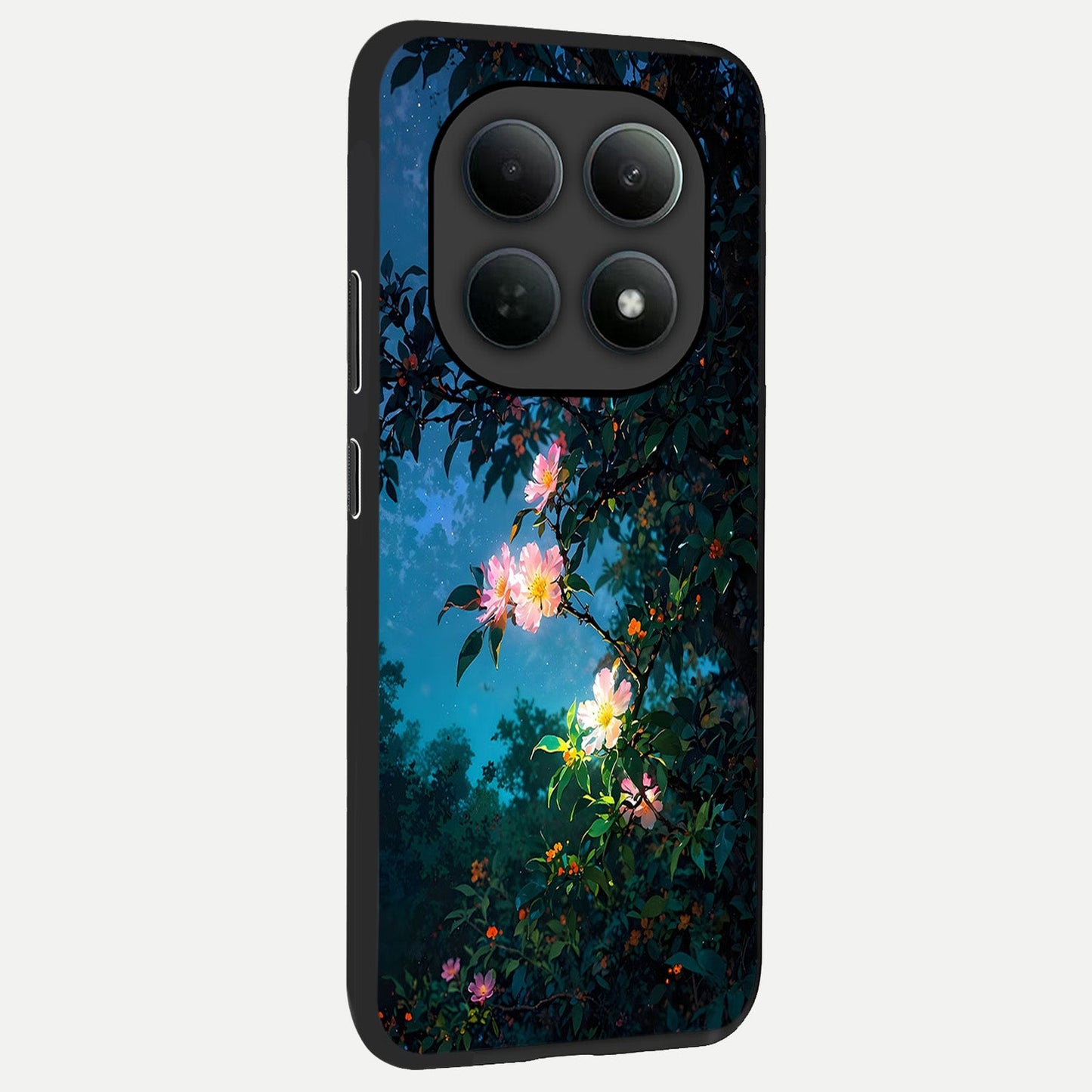  Midnight Bloom Glow back cover For Poco M8 Pro slim fit glass case with vibrant aesthetic design