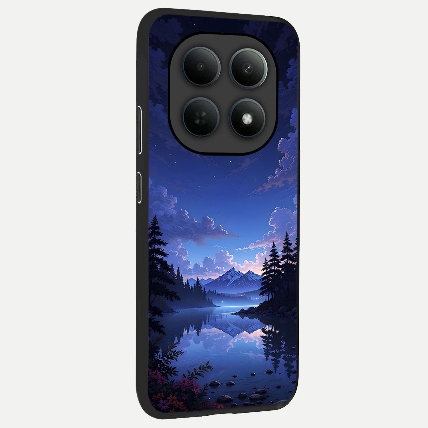  Midnight Lake Peace back cover For Poco M8 Pro slim fit glass case with vibrant aesthetic design