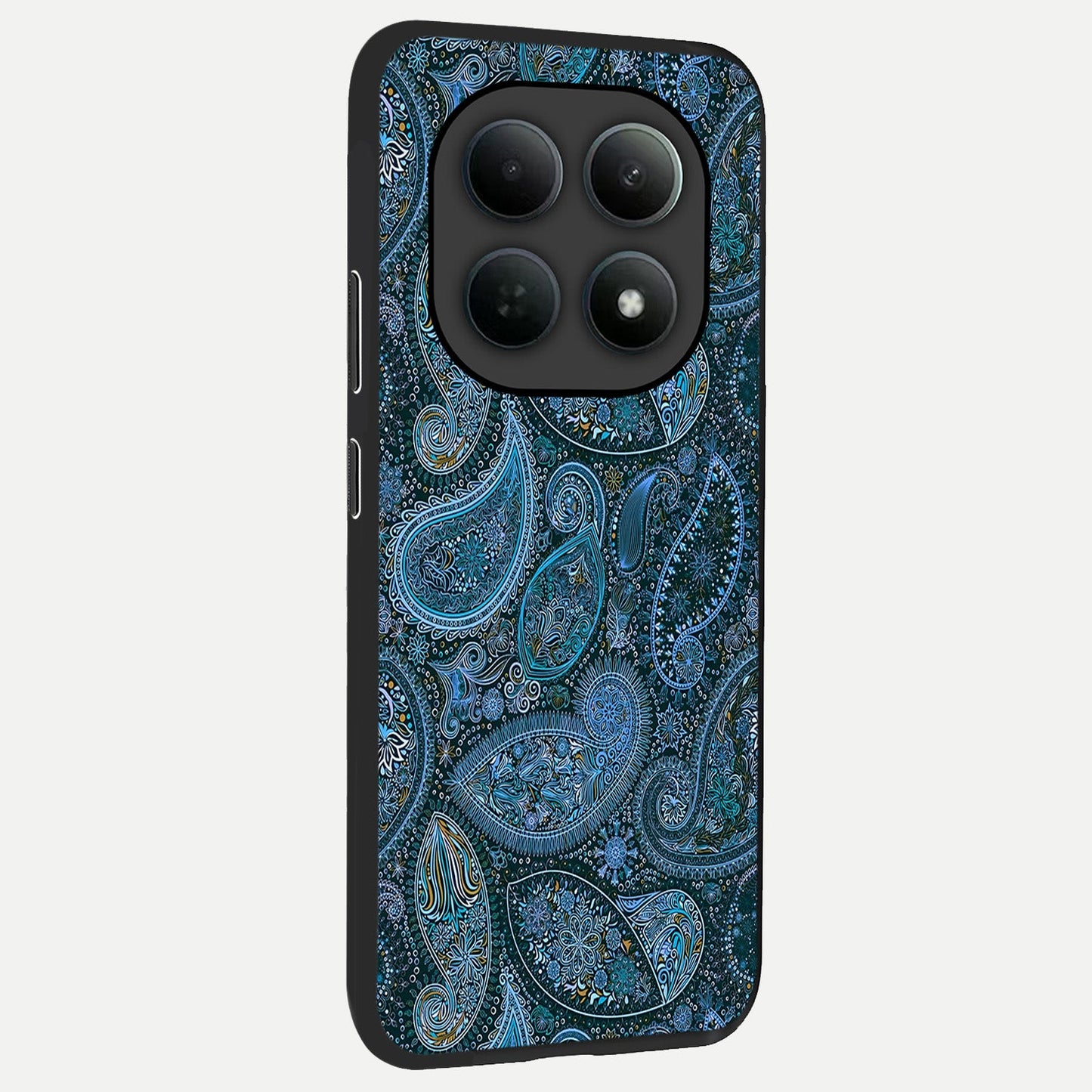  Midnight Paisley Glow back cover For Poco M8 Pro slim fit glass case with vibrant aesthetic design