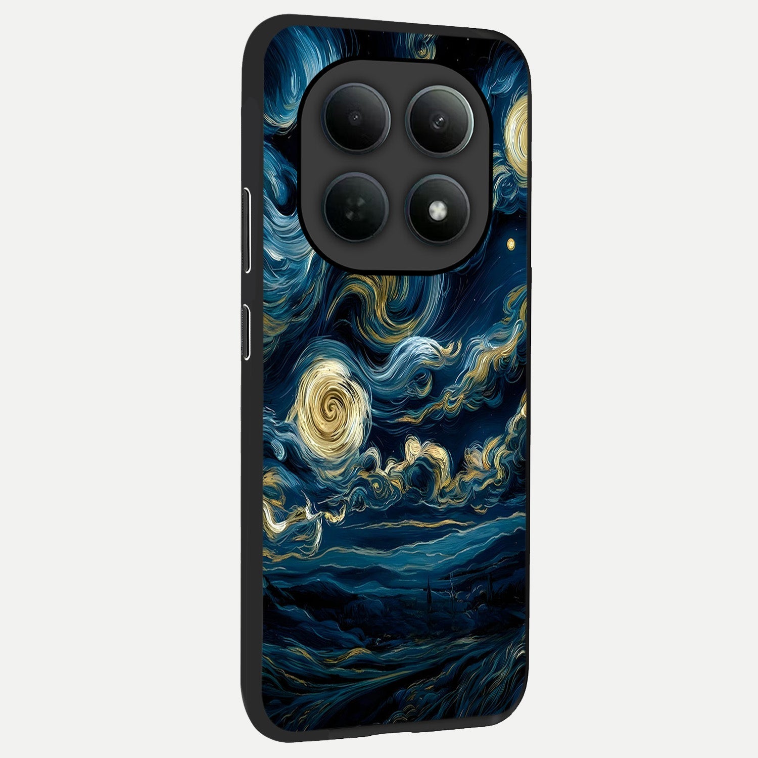  Midnight Sky Whirl back cover For Poco M8 Pro slim fit glass case with vibrant aesthetic design