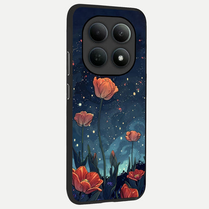  Midnight Tulip Glow back cover For Poco M8 Pro slim fit glass case with vibrant aesthetic design