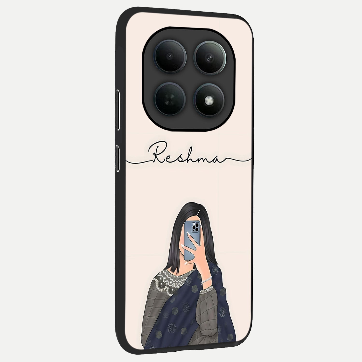  Mirror Mood Muse With Custom Name back cover For Poco M8 Pro slim fit glass case with vibrant aesthetic design
