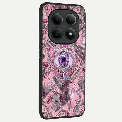  Money Eye Luxe back cover For Poco M8 Pro slim fit glass case with vibrant aesthetic design