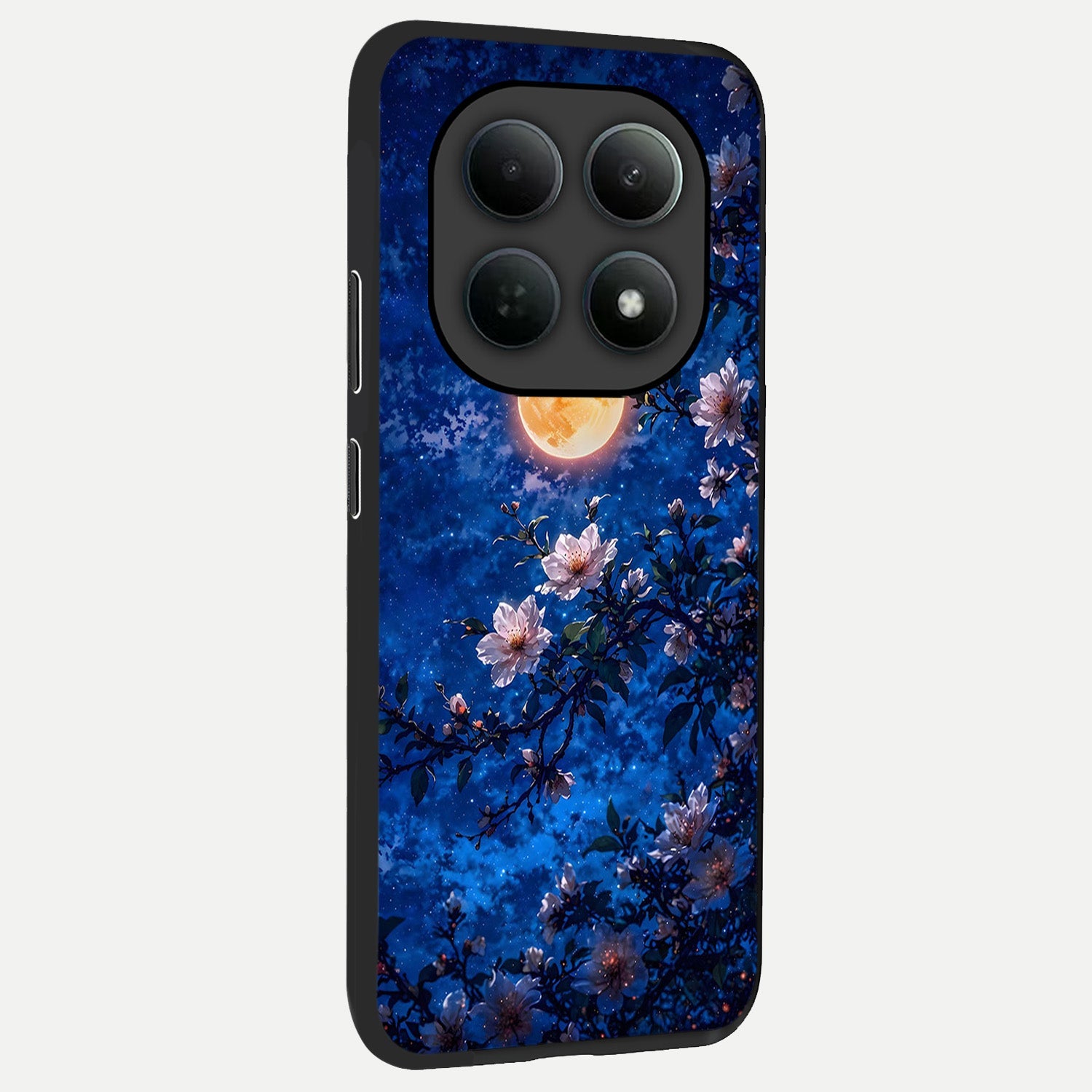  Moonlit Blossoms Night back cover For Poco M8 Pro slim fit glass case with vibrant aesthetic design