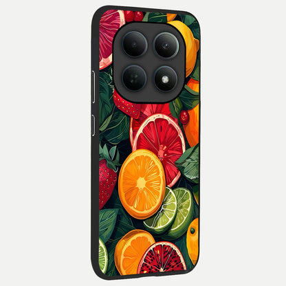  Multiple Fruits back cover For Poco M8 Pro slim fit glass case with vibrant aesthetic design