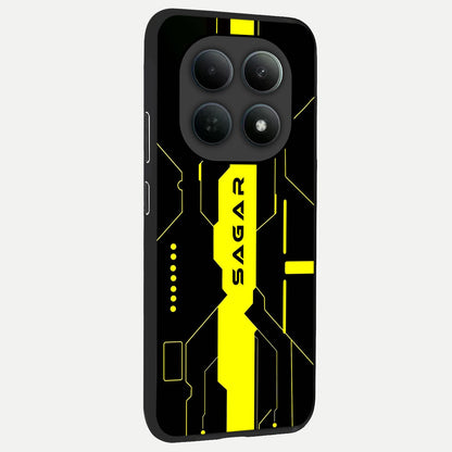  Neon CYBERPUNK Custom Name back cover For Poco M8 Pro slim fit glass case with vibrant aesthetic design