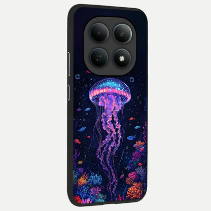  Neon Jellyfish back cover For Poco M8 Pro slim fit glass case with vibrant aesthetic design