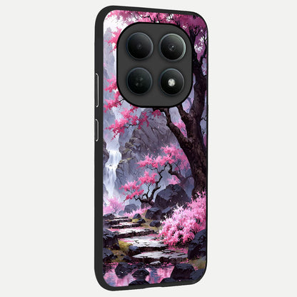  Pink Sunflower Glow back cover For Poco M8 Pro slim fit glass case with vibrant aesthetic design